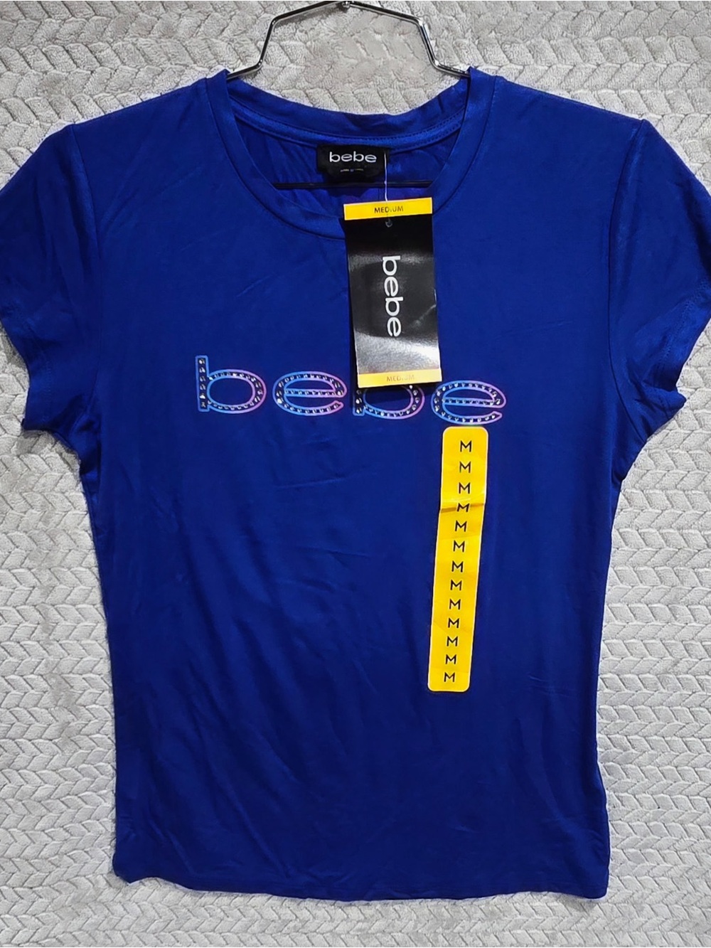 bebe Royal Blue Short Sleeve Logo Tee
